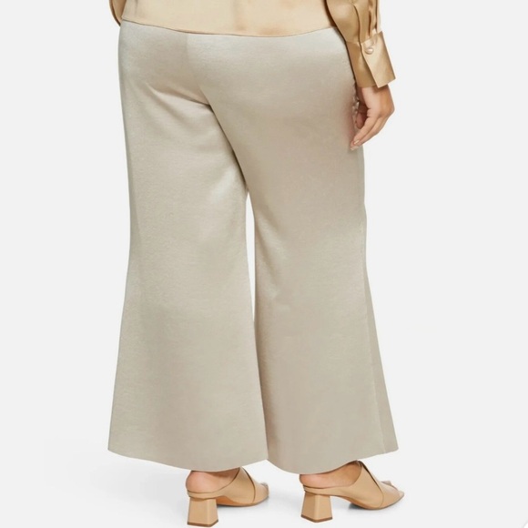 Vince Tan Oat Wide Leg Satin Professional Workwear Pant Women's Plus 22 - Picture 2 of 16